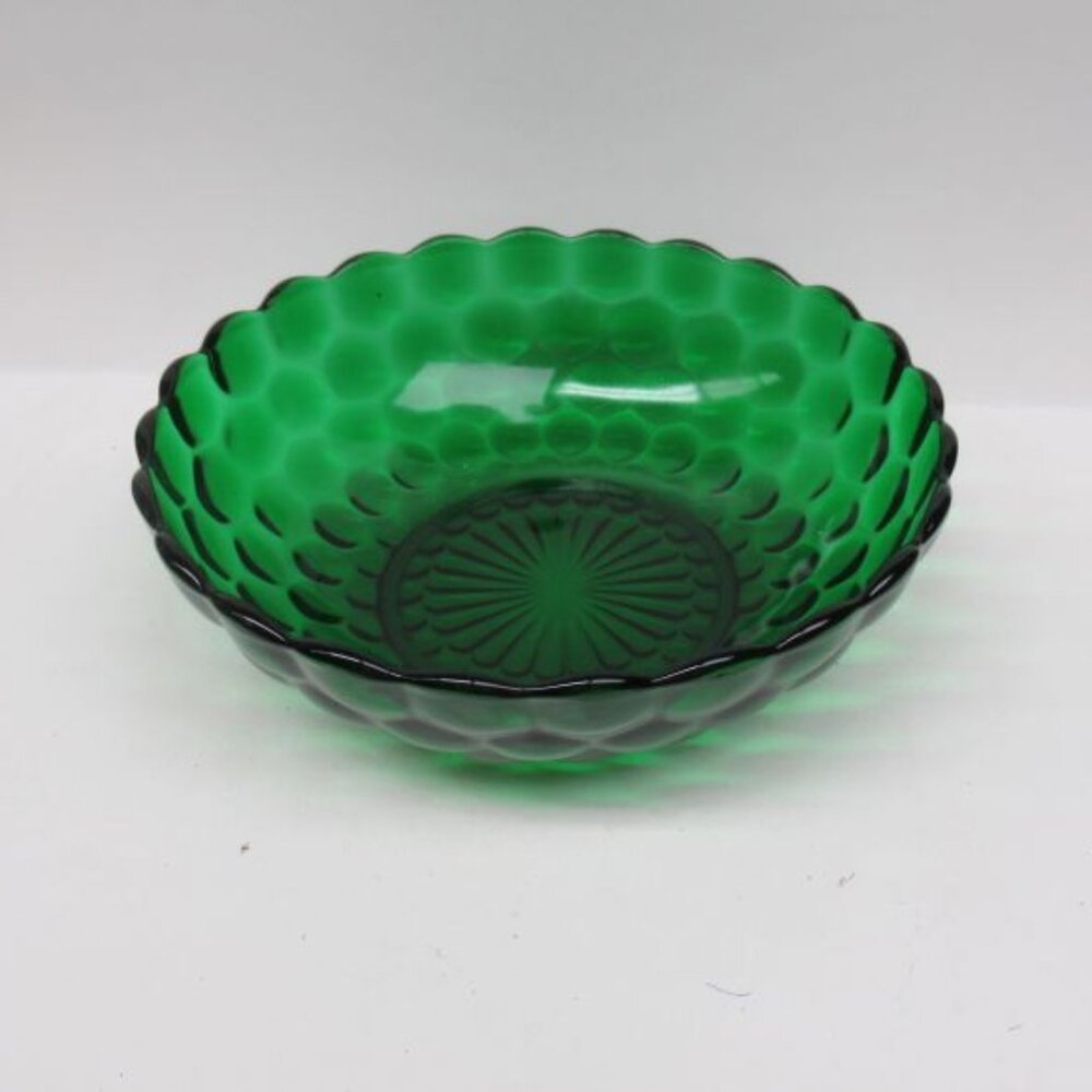 Anchor Hocking Fire King Forest Green BUBBLE 8 3/8 Inch Round Serving Bowl